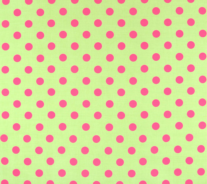 China Seas Fabric: Charade - Custom Green / Pink Dots on Belgian Linen/Cotton