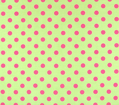 China Seas Fabric: Charade - Custom Green / Pink Dots on Belgian Linen/Cotton