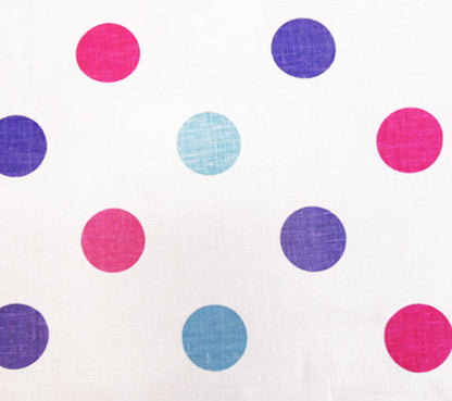 China Seas Fabric Charade Multi Custom Pink Blue Lavender Polka Dots on White 100% Belgian Linen