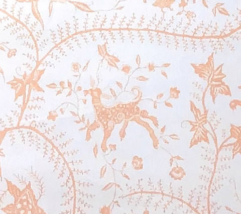 China Seas Fabric: Cirebon - Custom Apricot on White 100% Linen