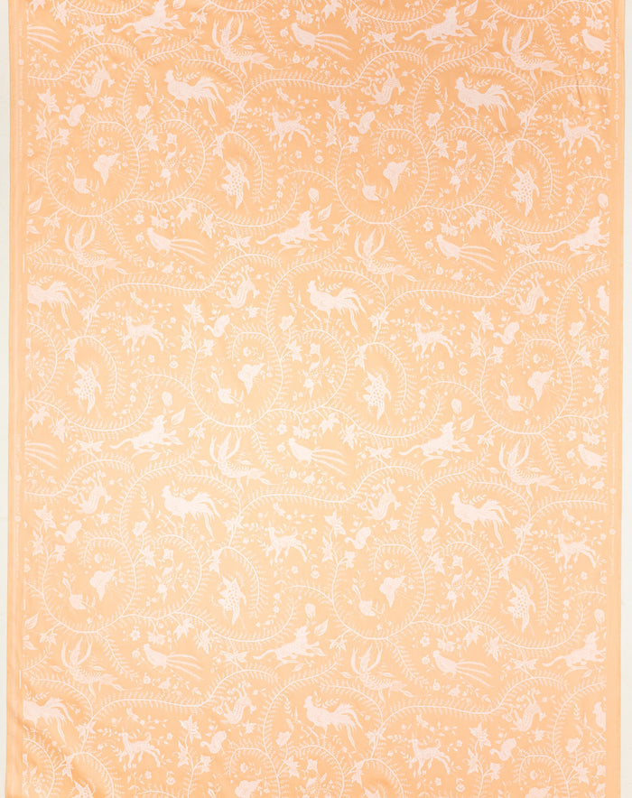 China Seas Fabric: Cirebon - Custom White on Apricot Hotel-Quality 100% Cotton Sateen