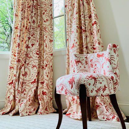 China Seas Fabric: Cirebon - Navy on Tinted 100% Linen