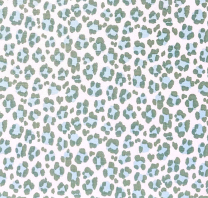 China Seas Fabric: Conga Line - Custom Pale Aquas on White Belgian Linen / Cotton