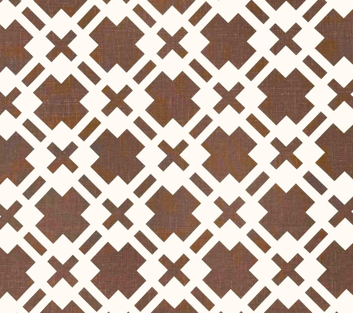 China Seas Fabric: Donovan - Custom Brown on Tan 100% Linen