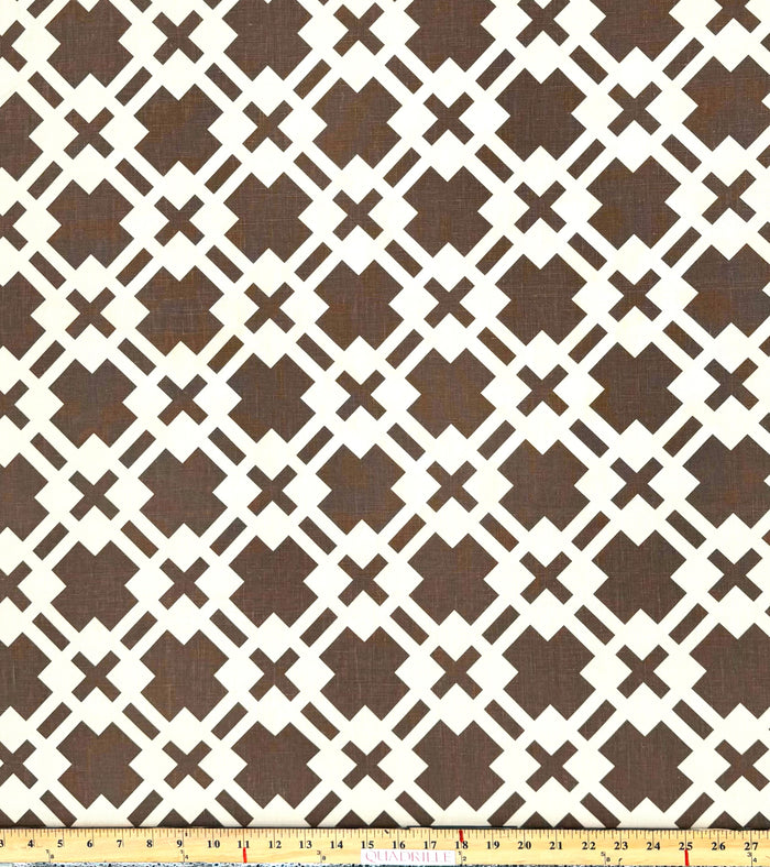 China Seas Fabric: Donovan - Custom Brown on Tan 100% Linen
