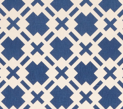 China Seas Fabric: Donovan - Custom Navy on Tan 100% Linen