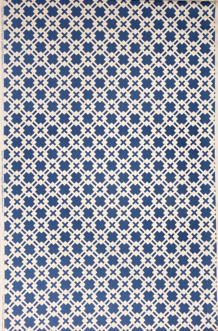 China Seas Fabric: Donovan - Custom Navy on Tan 100% Linen
