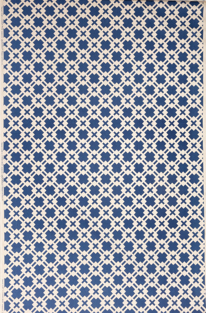 China Seas Fabric: Donovan - Custom Navy on Tan 100% Linen