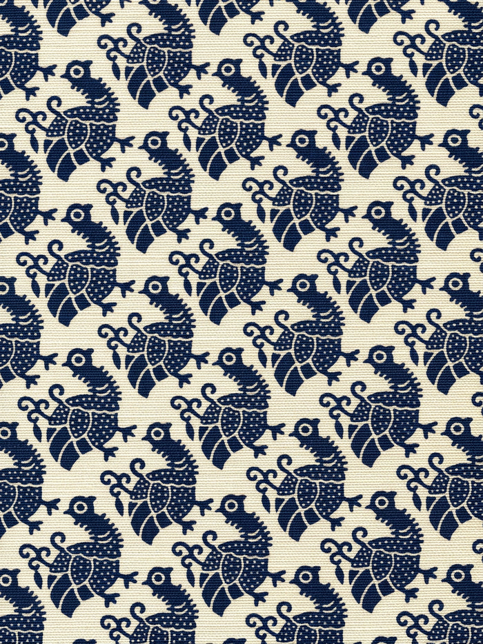 China Seas Fabric: Dunmore - Custom Navy on Tinted Belgian Linen / Cotton