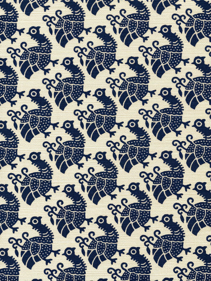 China Seas Fabric: Dunmore - Custom Navy on Tinted Belgian Linen / Cotton