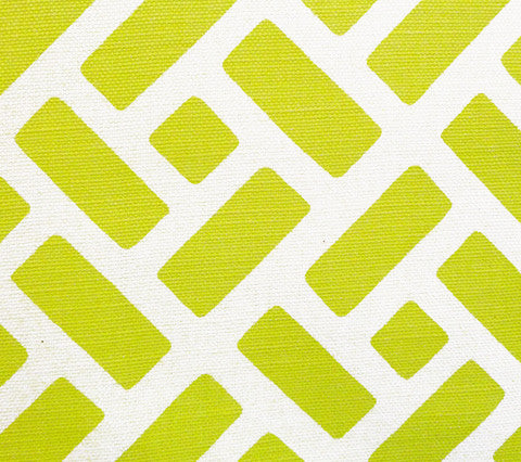 China Seas Fabric: Edo Grande - Custom Pale Lime on White Belgian Linen / Cotton