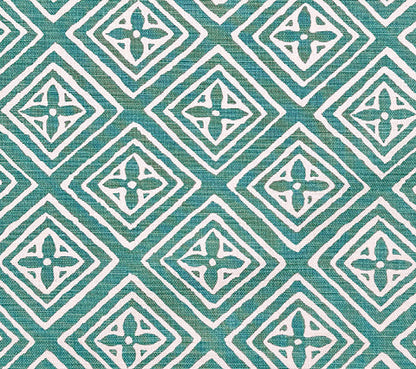 China Seas Fabric: Fiorentina - Custom Teal on Tinted Belgian Linen / Cotton