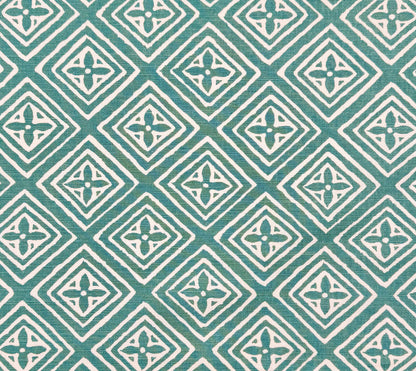 China Seas Fabric: Fiorentina - Custom Teal on Tinted Belgian Linen / Cotton