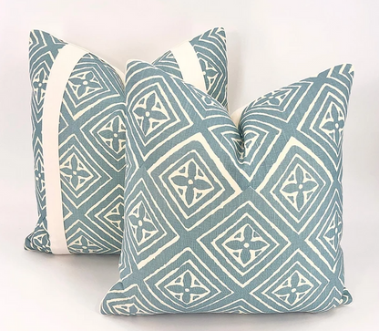 China Seas Fabric: Fiorentina - Custom Turquoise on Tinted 100% Linen