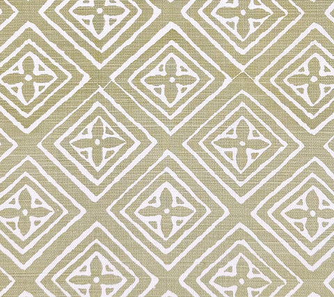 China Seas Fabric: Fiorentina Custom Celadon on Tinted Belgian Linen / Cotton