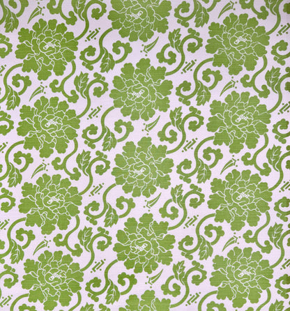 China Seas Fabric: Florals - Custom Jungle Green on Tinted Belgian Linen / Cotton