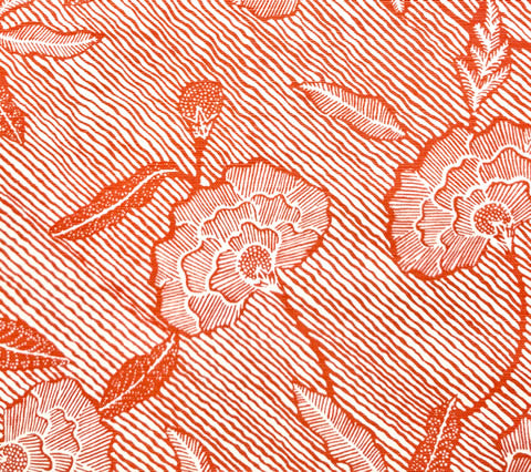 China Seas Fabric: Flores II - Custom New Shrimp on Tinted Belgian Linen / Cotton