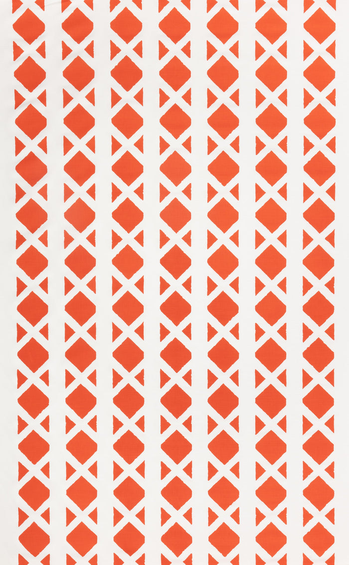 China Seas Fabric: Gazebo Blotch - Custom Rust Orange on White Belgian Linen / Cotton