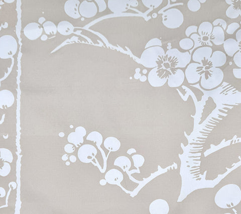China Seas Fabric: Hawthorne - Custom New Beige on White Cotton Sateen