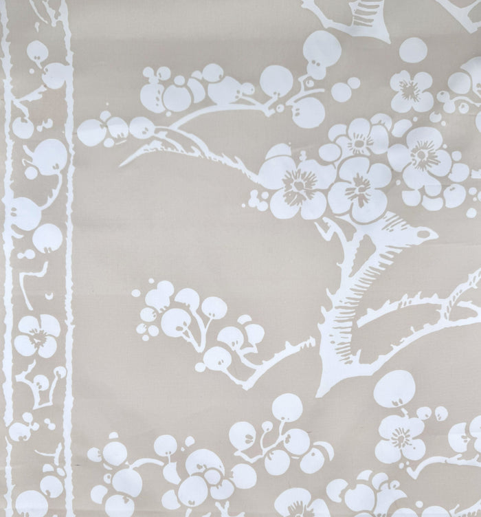 China Seas Fabric: Hawthorne - Custom New Beige on White Cotton Sateen