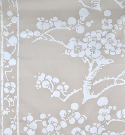 China Seas Fabric: Hawthorne - Custom New Beige on White Cotton Sateen