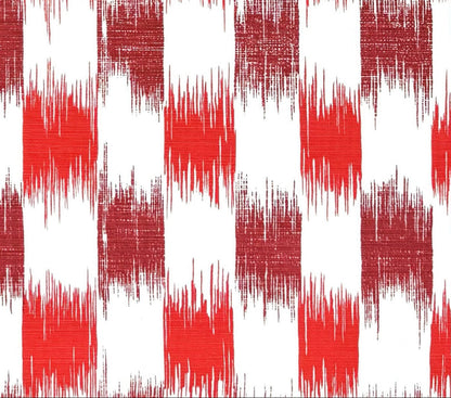 China Seas Fabric: II Blue Ikat - Coral / Merlot on Tinted Belgian Linen / Cotton