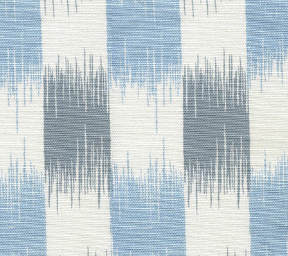 China Seas Fabric: II Blue Ikat - Custom Grayish / Windsor on White Belgian Linen / Cotton
