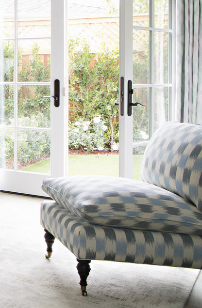 China Seas Fabric: II Blue Ikat - Custom Grayish / Windsor on White Belgian Linen / Cotton
