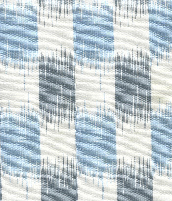 China Seas Fabric: II Blue Ikat - Custom Grayish / Windsor on White Belgian Linen / Cotton