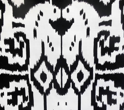 China Seas Fabric: Island Ikat - Custom Black on White Belgian Linen / Cotton