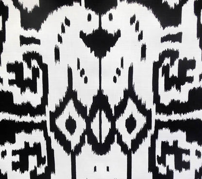 China Seas Fabric: Island Ikat - Custom Black on White Belgian Linen / Cotton