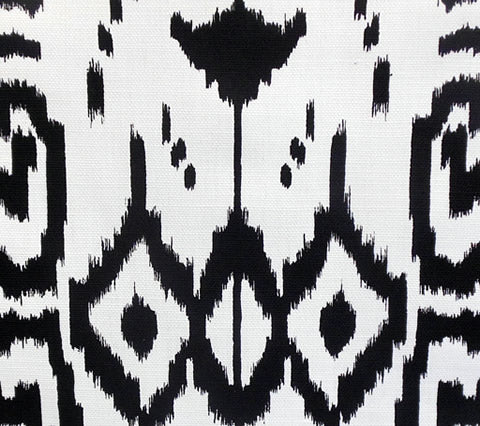 China Seas Fabric: Island Ikat - Custom Black on White Belgian Linen / Cotton