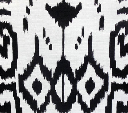 China Seas Fabric: Island Ikat - Custom Black on White Belgian Linen / Cotton