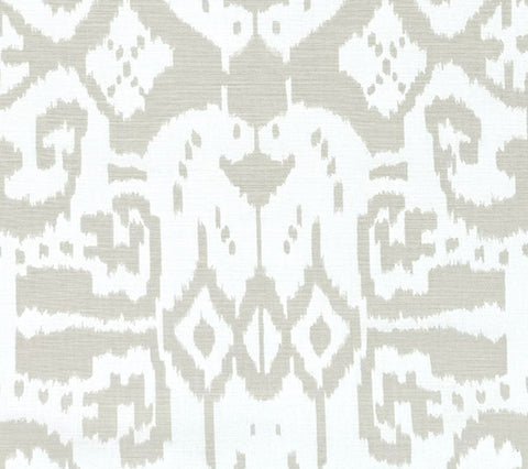 China Seas Fabric: Island Ikat - Custom Pumice on White Belgian Linen / Cotton