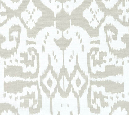 China Seas Fabric: Island Ikat - Custom Pumice on White Belgian Linen / Cotton