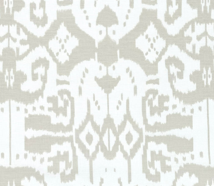 China Seas Fabric: Island Ikat - Custom Pumice on White Belgian Linen / Cotton