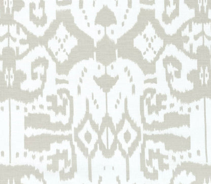China Seas Fabric: Island Ikat - Custom Pumice on White Belgian Linen / Cotton