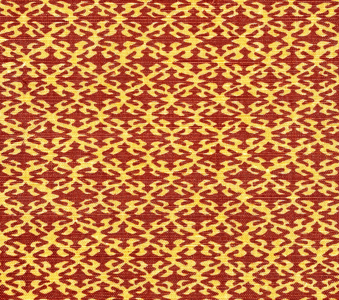 China Seas Fabric: Izmir - Cinnabar / Gold on Belgian Linen / Cotton