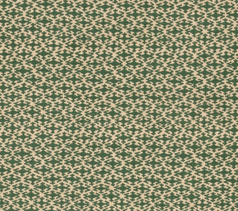 China Seas Fabric: Izmir - Custom Forest Green on Beige Belgian Linen / Cotton