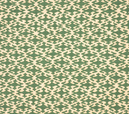 China Seas Fabric: Izmir - Custom Forest Green on Beige Belgian Linen / Cotton