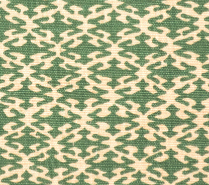 China Seas Fabric: Izmir - Custom Forest Green on Beige Belgian Linen / Cotton