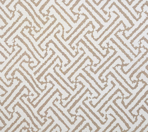 China Seas Fabric: Java Grande - Custom Tan on Tinted Belgian Linen / Cotton