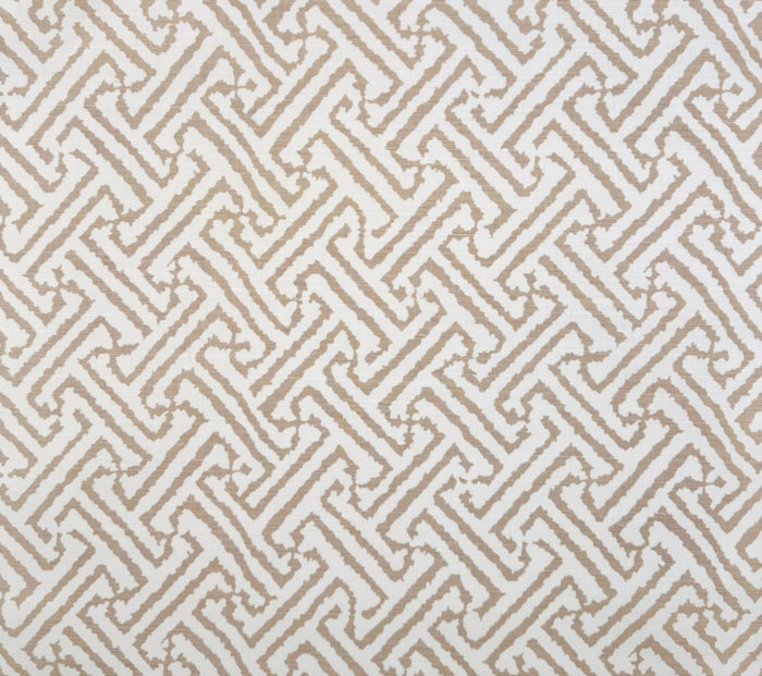 China Seas Fabric: Java Grande - Custom Tan on Tinted Belgian Linen / Cotton