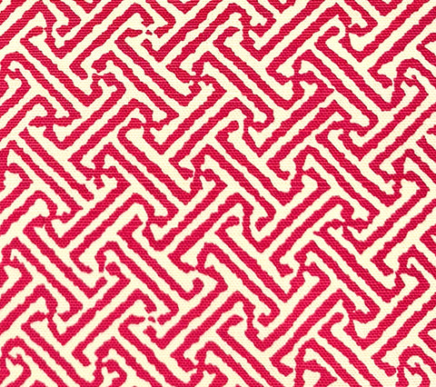 China Seas Fabric: Java Java - Custom Raspberry on Tinted Belgian Linen / Cotton