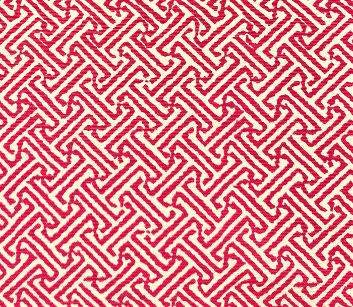 China Seas Fabric: Java Java - Custom Raspberry on Tinted Belgian Linen / Cotton
