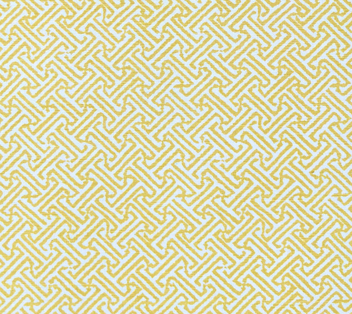 China Seas Fabric: Java Java - Custom Yellow on Tinted Belgian Linen / Cotton