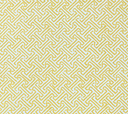 China Seas Fabric: Java Java - Custom Yellow on Tinted Belgian Linen / Cotton