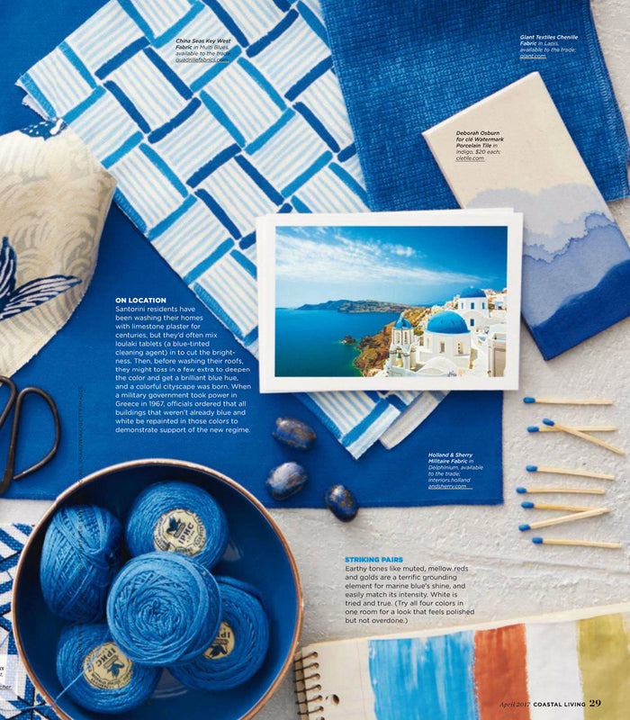 China Seas Fabric: Key West - Custom Multi Blues on White Suncloth (OUTDOOR)