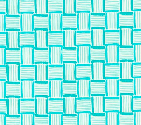 China Seas Fabric: Key West - Custom Multi Turquoise / Aqua on White Linen / Cotton