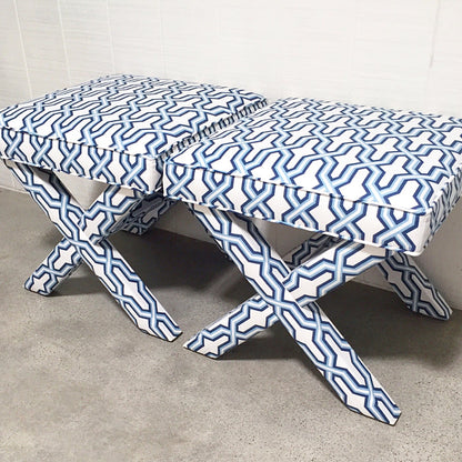 China Seas Fabric: Large Gorrivan Fretwork - Custom Lilac / Silver on White Belgian Linen / Cotton